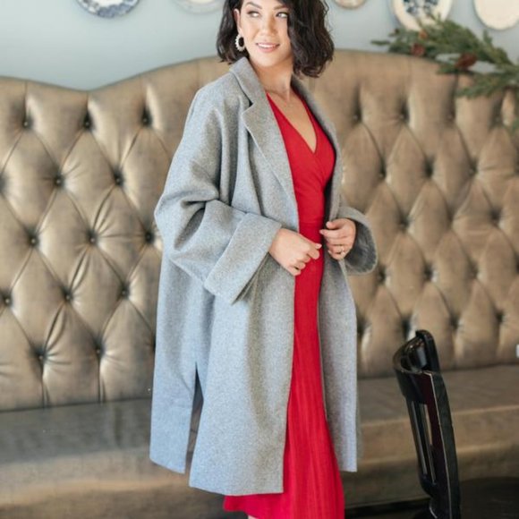 Deconstructed Oversized Trench Coat in Stone Gray - Picture 1 of 5